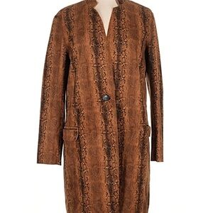 Blank NYC Tan Suede Snake Print Trench Coat